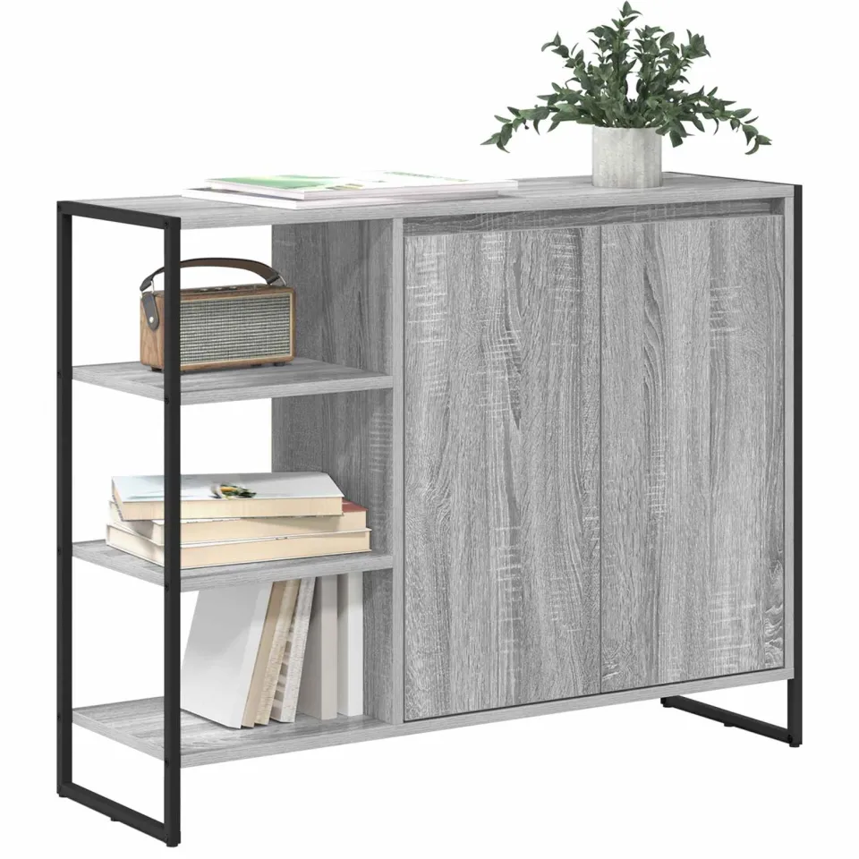 vidaXL Bijzetkast Grijs Sonoma 96.5 x 30 x 75 cm Bewerkt hout