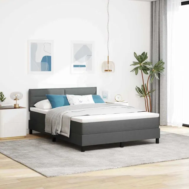 vidaXL Boxspring bed met hoofdeinde Donkergrijs 140 x 200 cm Stof grijs