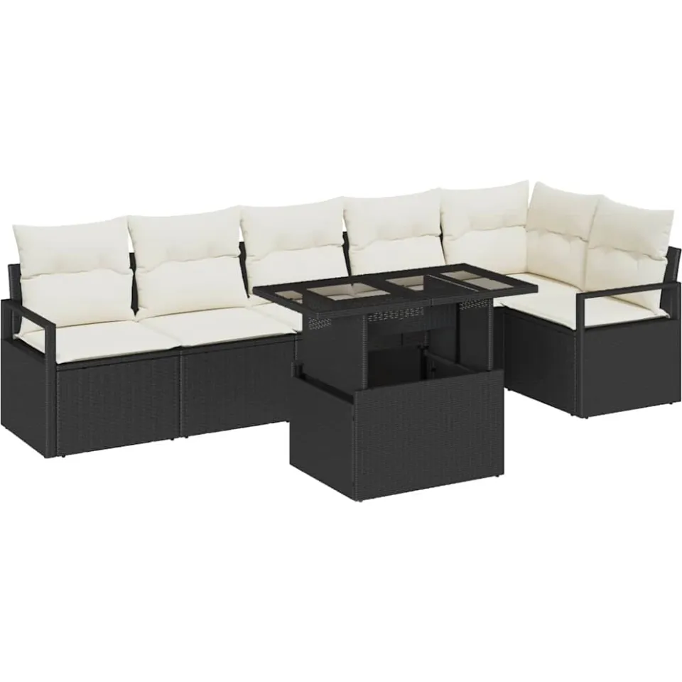 vidaXL Tuin Sofa Set 7 st Zwart poly rattan