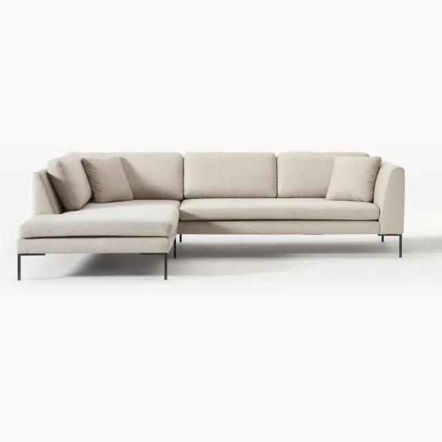 Westwing Collection Hoekbank Emma met metalen poten beige