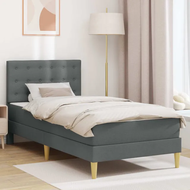vidaXL Bedframe met matras Donkergrijs 80 x 200 cm Stof
