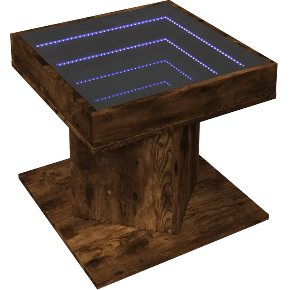 vidaXL Salontafel met LED 50x50x45 cm bewerkt hout gerookt eikenkleur, foto 4