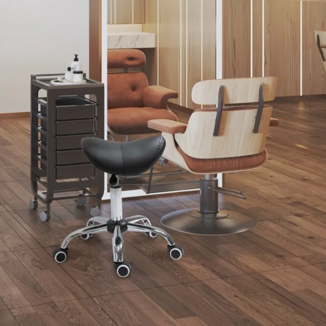 MODENUIT Zadelkruk 49-61 cm - Draaibaar En In Hoogte Verstelbaar - Voor Salon En Kantoor - Kunstleer - Zwart