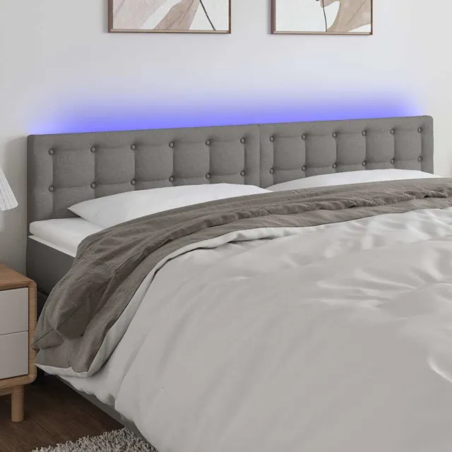 vidaXL Hoofdbord LED 180x5x78/88 cm stof donkergrijs grijs