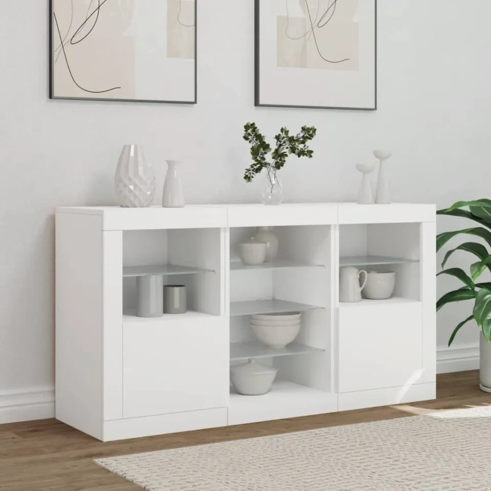 vidaXL Dressoir met LED-verlichting 123x37x67 cm wit, foto 2