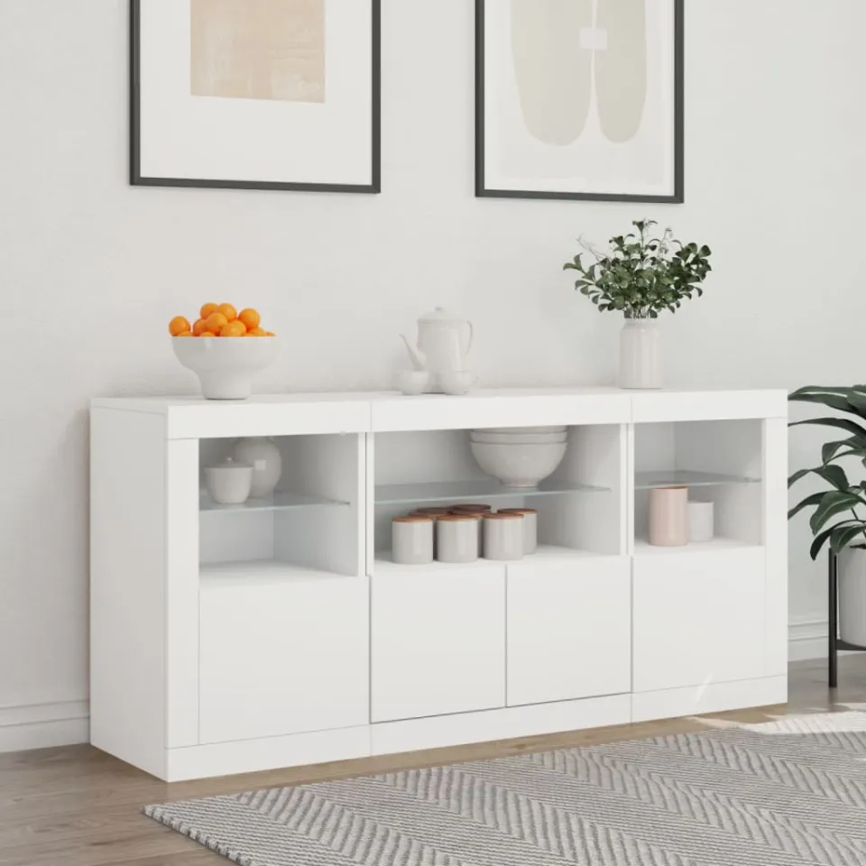 vidaXL Dressoir met LED-verlichting 142,5x37x67 cm wit, foto 3