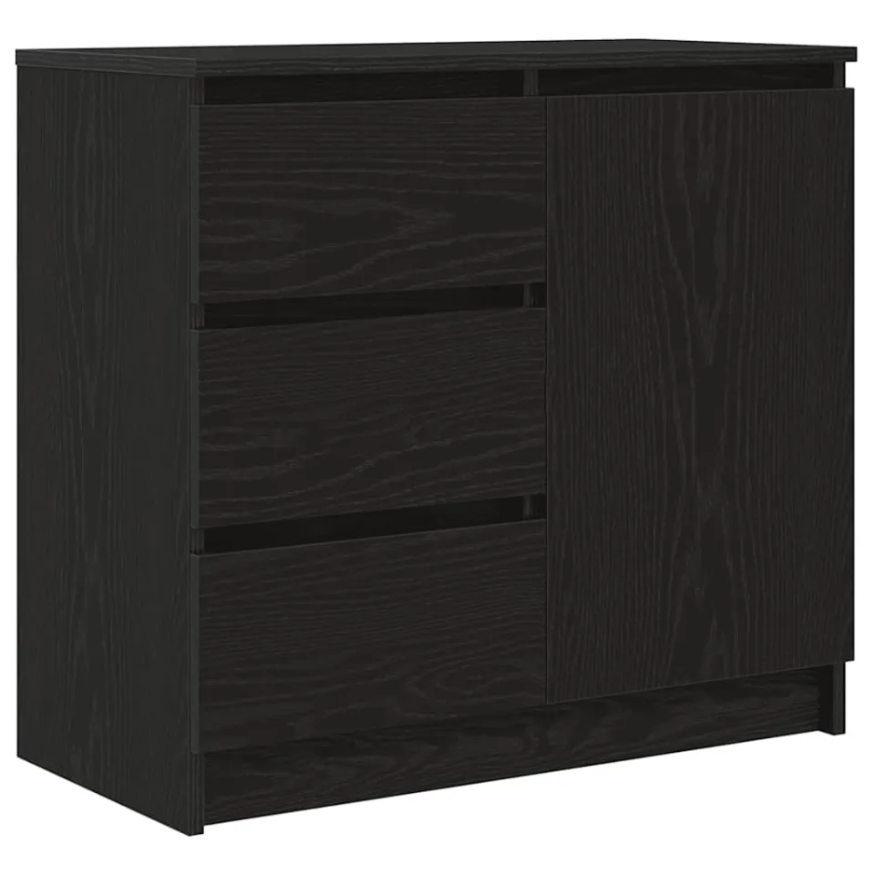 vidaXL Dressoir met lade 71x35x65 cm spaanplaat zwart eikenkleurig