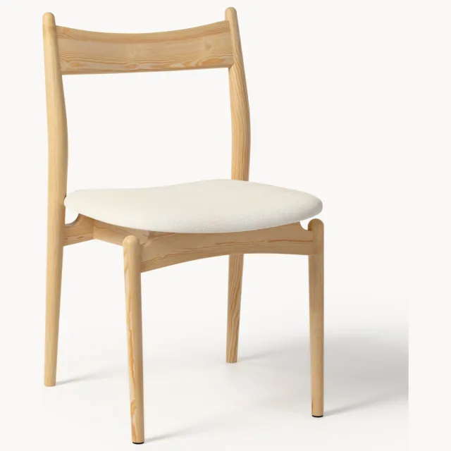 Westwing Collection Eetkamerstoel Koa van essenhout met gestoffeerde zitvlak Beige
