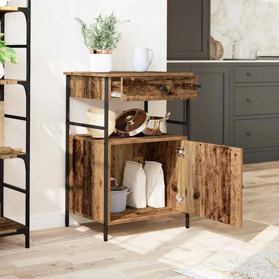 vidaXL Keuken Trolley Oudhout 56 x 43 x 89,5 cm Bewerkt hout bruin, foto 4