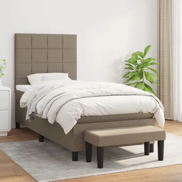 vidaXL Boxspring met matras stof taupe 80x200 cm