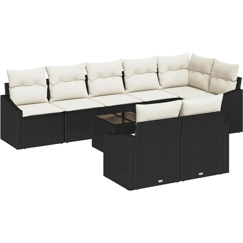 vidaXL Tuinbankenset 9 st Bruin en Crème poly rattan