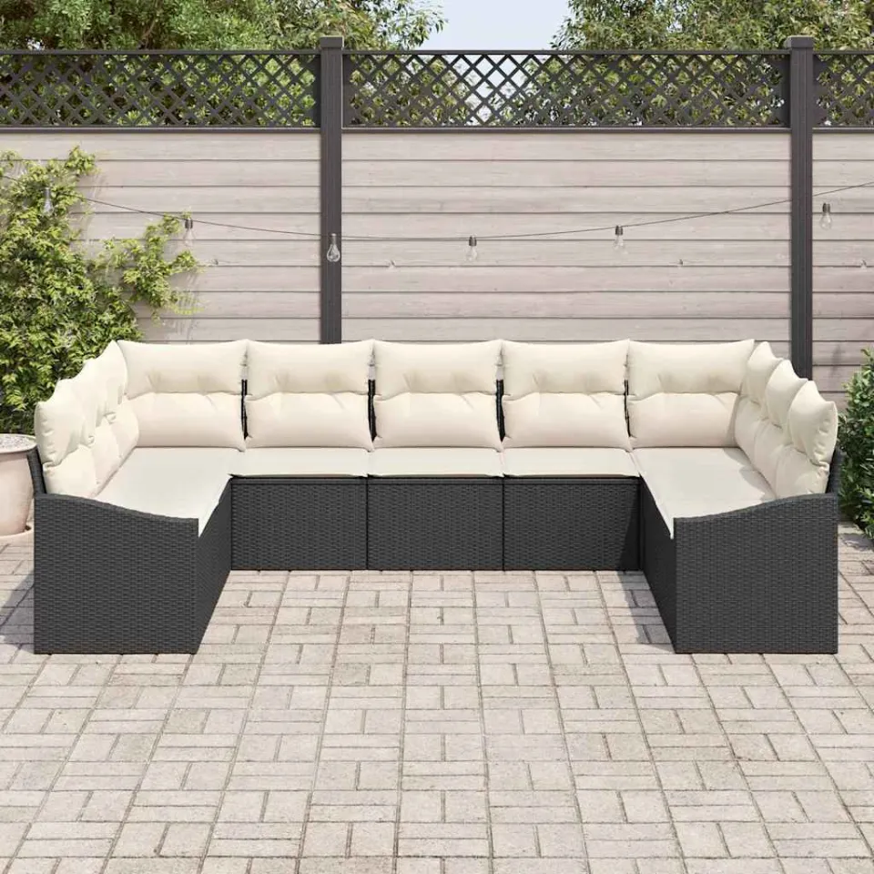 vidaXL Bankstel 9 st Zwart poly rattan, foto 3