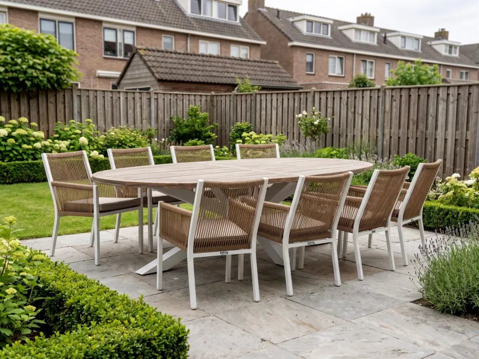 Manifesto Furniture Manifesto Rivola/ROUGH-Y Ellips 280cm dining tuinset 9-delig, foto 4