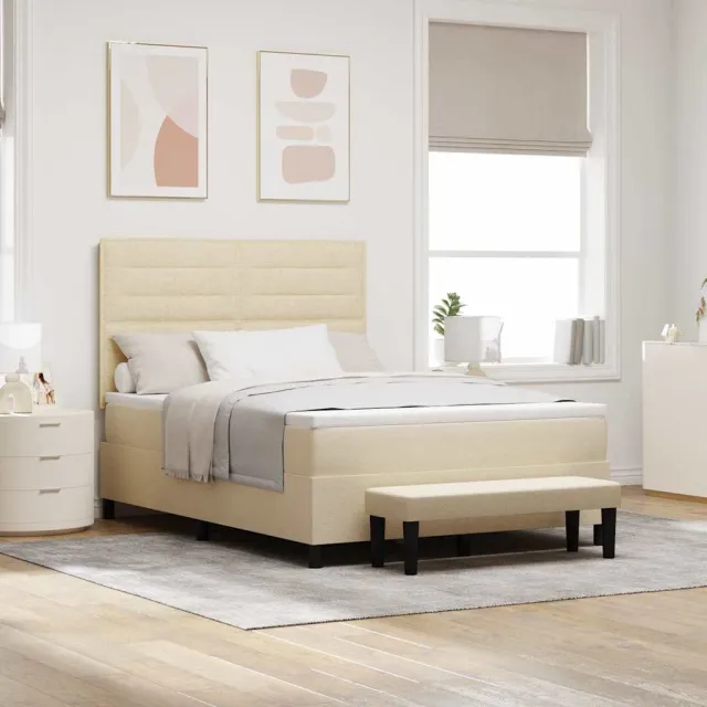 vidaXL Boxspringbed met hoofdeinde Crème 140 x 190 cm Stof