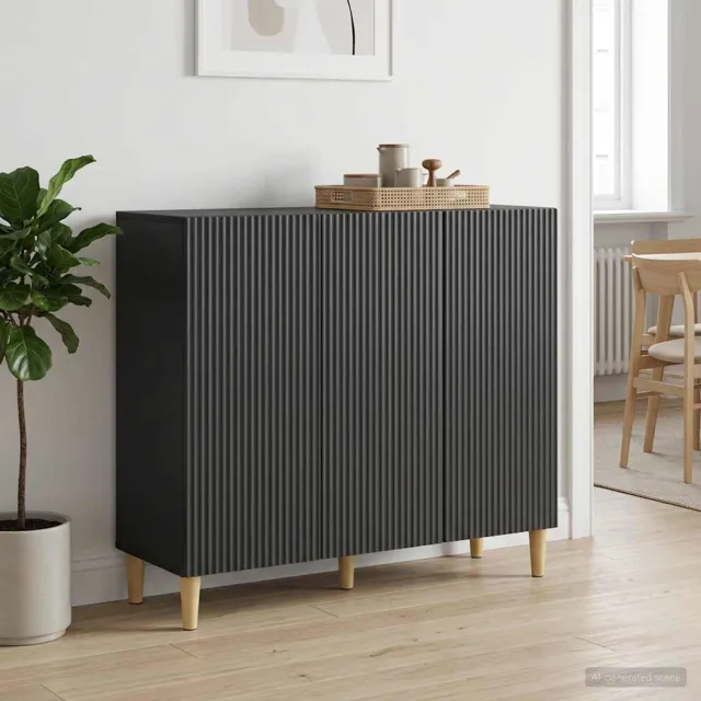 vidaXL Dressoir Zwart 89 x 34,5 x 80 cm Bewerkt hout, foto 2