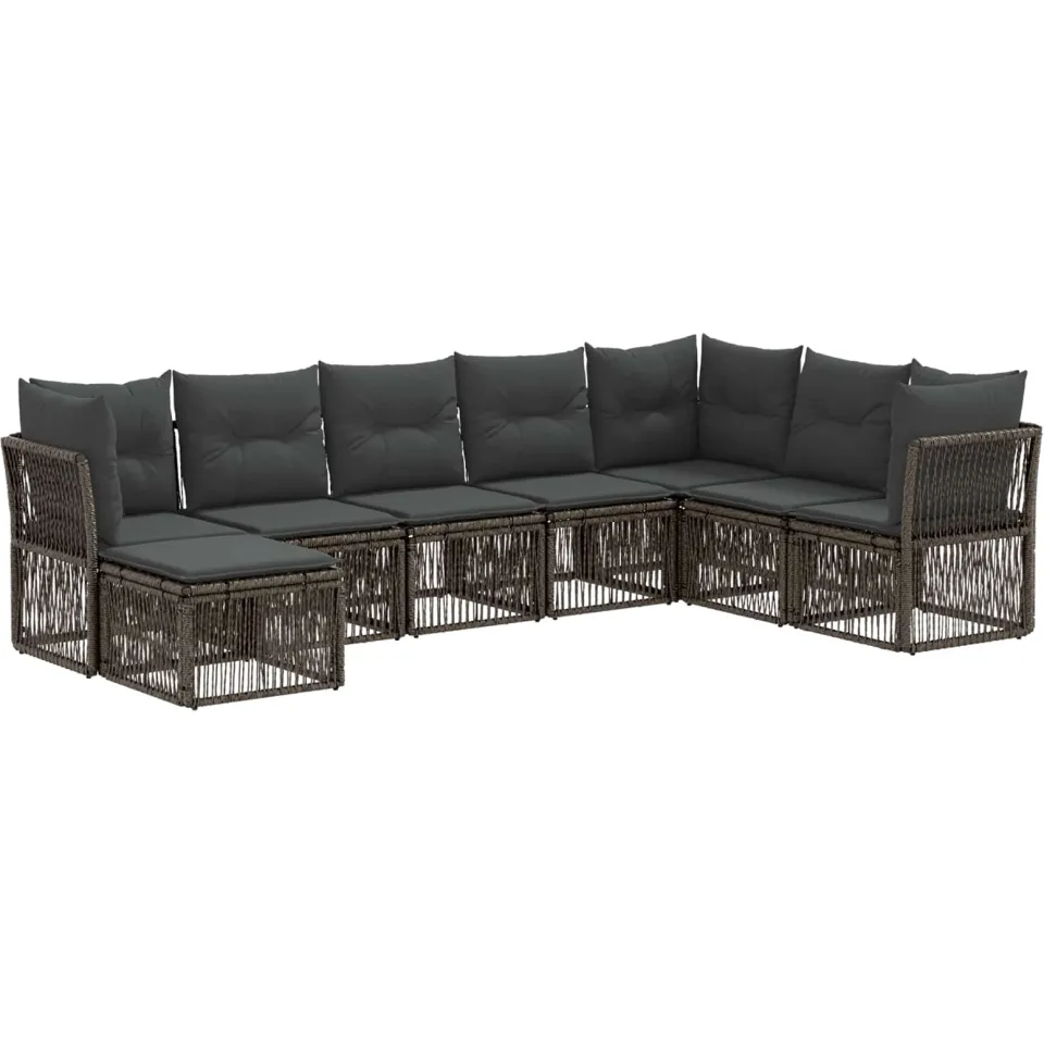 vidaXL Tuinbankenset 8 st Grijs poly rattan, foto 3