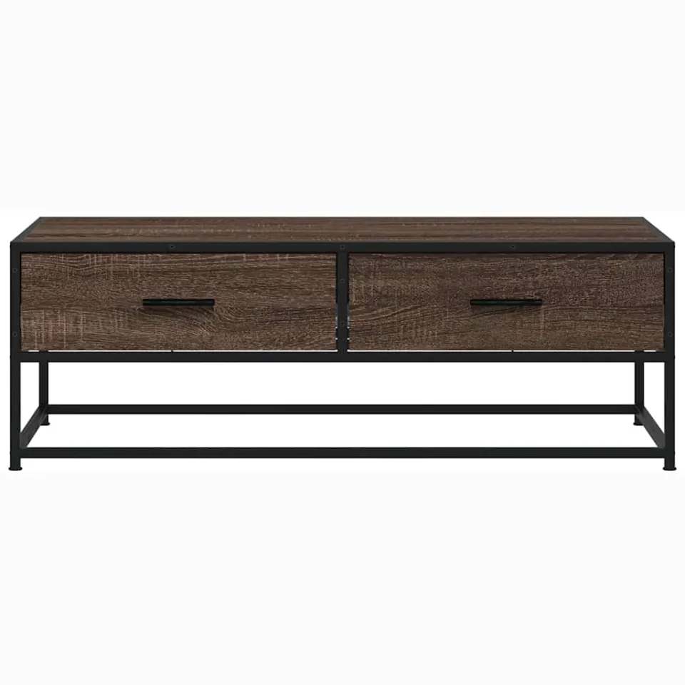 vidaXL Salontafel 100x50x35 cm bewerkt hout en metaal bruin eikenkleur