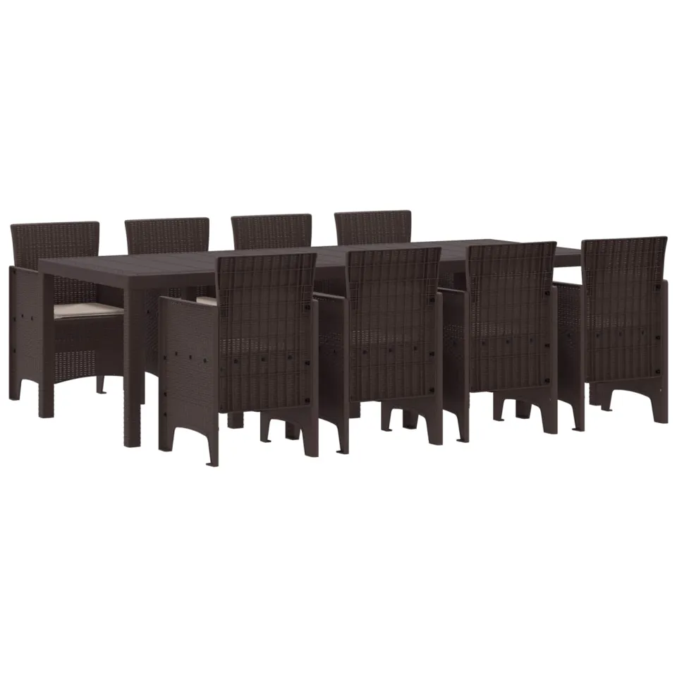 vidaXL Tuin Eetset 9 st Bruin Polypropyleen