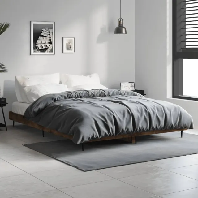 vidaXL Bedframe zonder matras hout gerookt eikenkleurig 140x190 cm Bruin