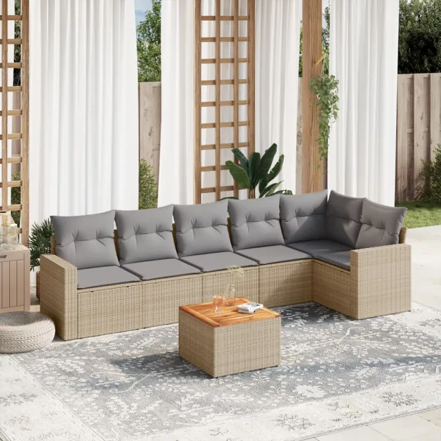 vidaXL Patio Sofa Set 7-zits Beige mix en grijs, foto 2