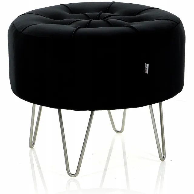 Messa Home Moderne Zwarte Ronde Poef Zitting 47x38cm - Stijlvol Design Black