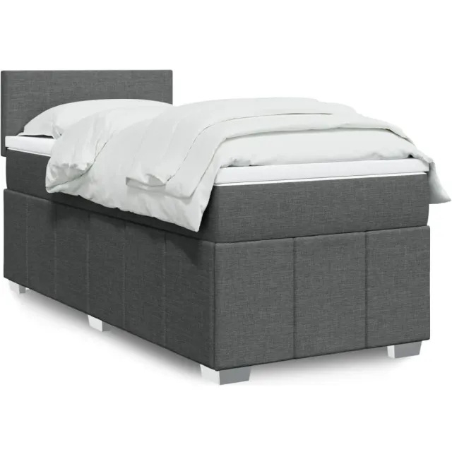 vidaXL Boxspring met matras stof donkergrijs 100x200 cm grijs