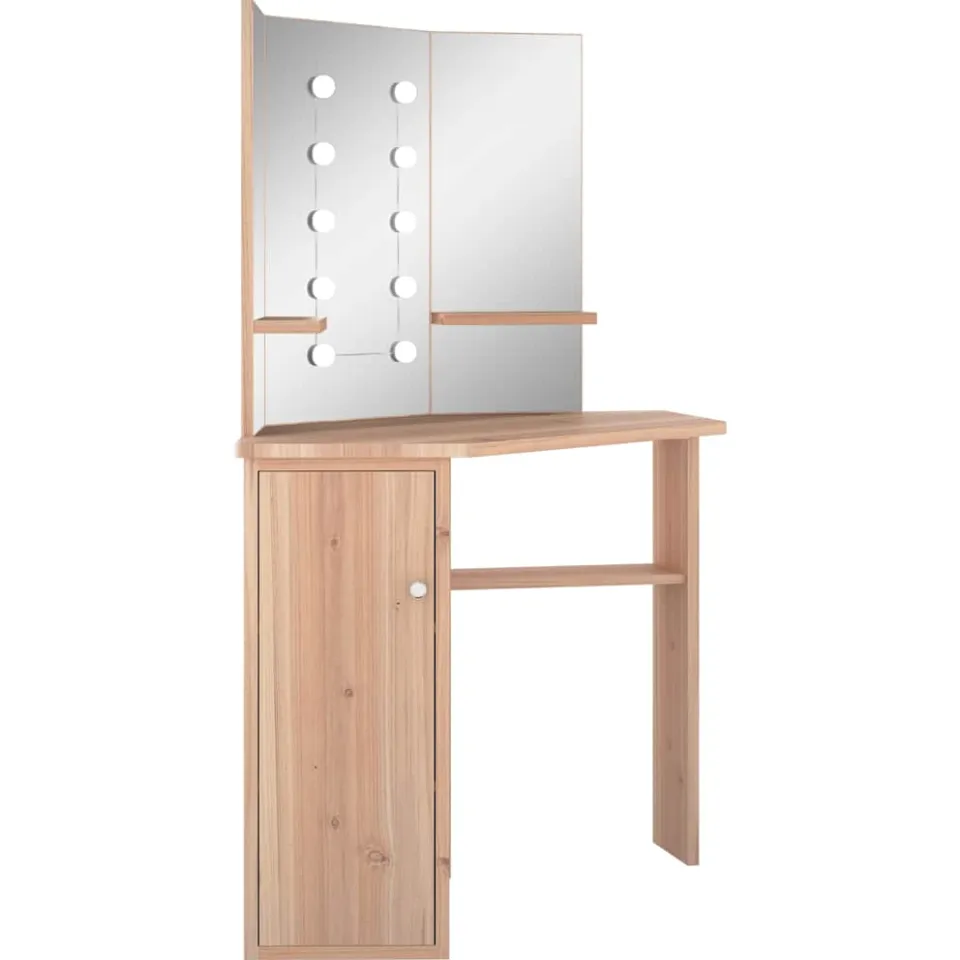 vidaXL Hoekkaptafel met LED 111x54x141,5 cm eikenkleurig Bruin