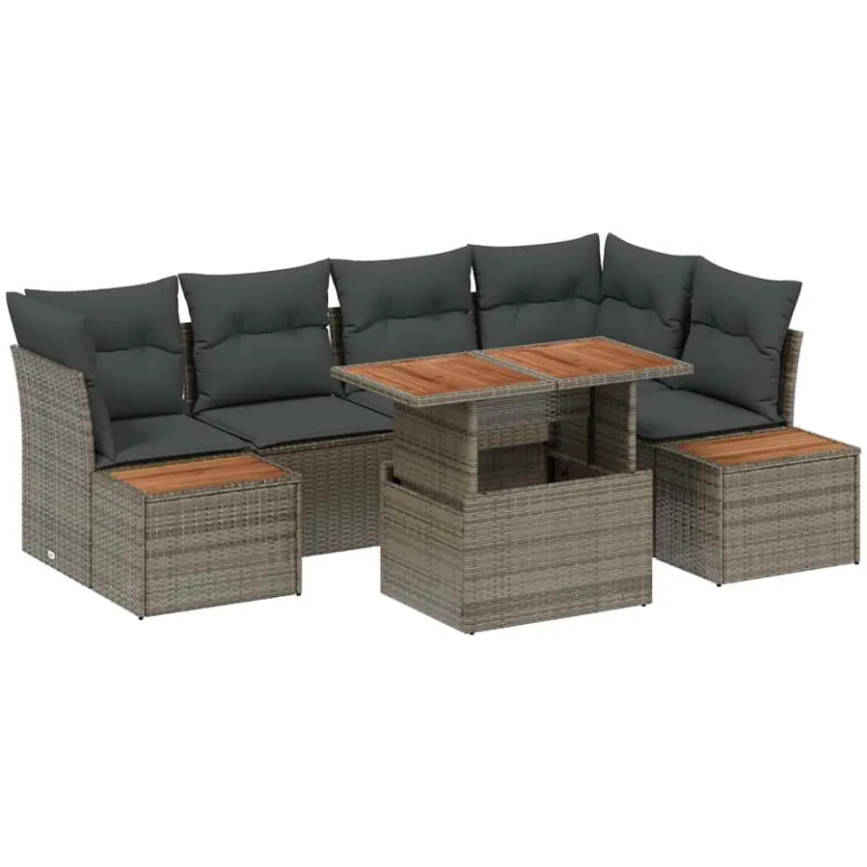 vidaXL Tuin Sofa Set 10 st Grijs Poly riet
