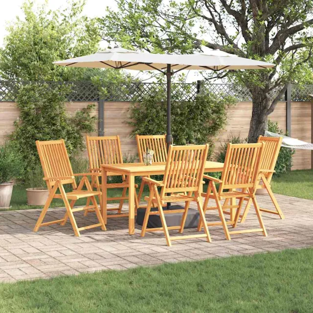 vidaXL Tuin eettafelset 7 st Bruin Massief Acaciahout