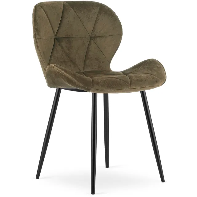 Oskar MANGO Eetkamerstoel – Bruin Velvet – Zwarte Poten – Comfortabele Gestoffeerde Zitting – Modern Design – Velvet Stoel voor Woonkamer, Keuken en Eetkamer – Max. 110 kg