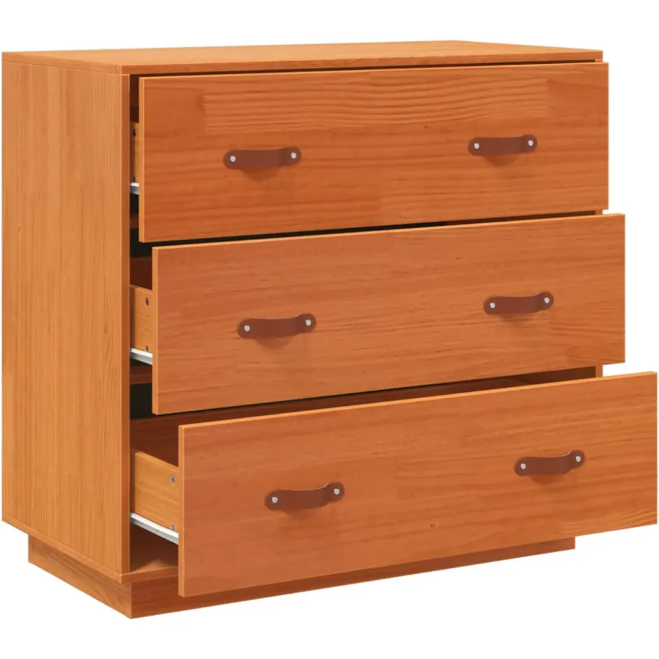 vidaXL Dressoir 80x40x75 cm massief grenenhout wasbruin bruin, foto 4