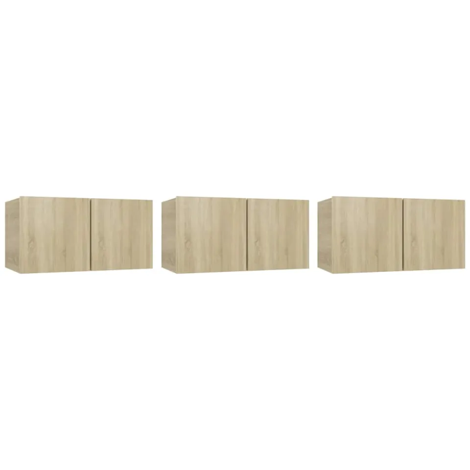 vidaXL Tv-hangmeubelen 3 st 60x30x30 cm sonoma eikenkleurig, foto 3