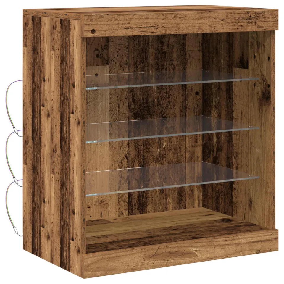 vidaXL LED Sideboard Oudhout 60,5 x 37 x 67 cm Bewerkt hout bruin, foto 3