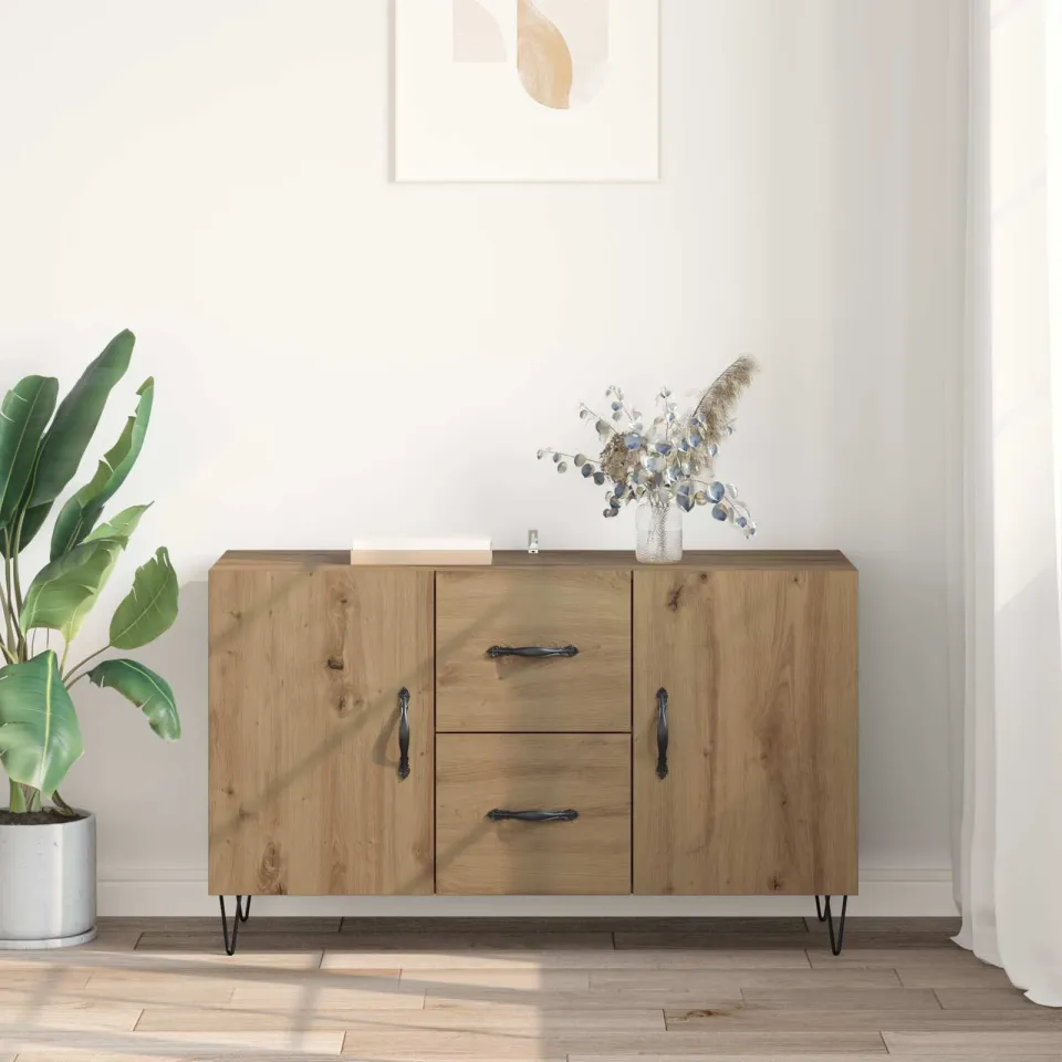 vidaXL Dressoir Artisan Eiken 100 x 36 x 60 cm Bewerkt hout, foto 4