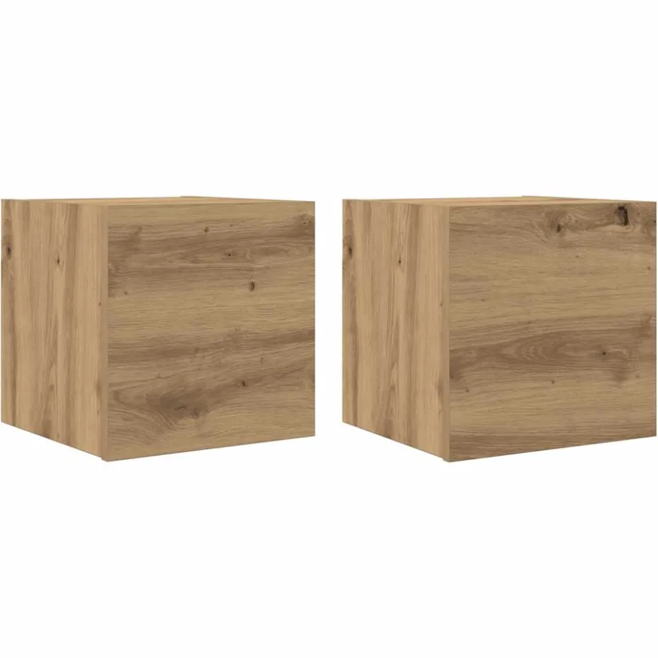 vidaXL Tv-wandmeubelen 2 st 30,5x30x30 cm artisanaal eikenkleurig Bruin