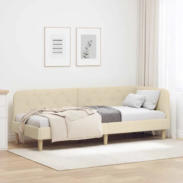 vidaXL Hoekbedframe Crème 80 x 200 cm Stof