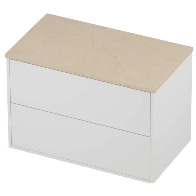 Proline Deck Badmeubelset Hardsteen Voor Grepen Symmetrisch Kader 80x46x54 cm Sand Stone Mat White