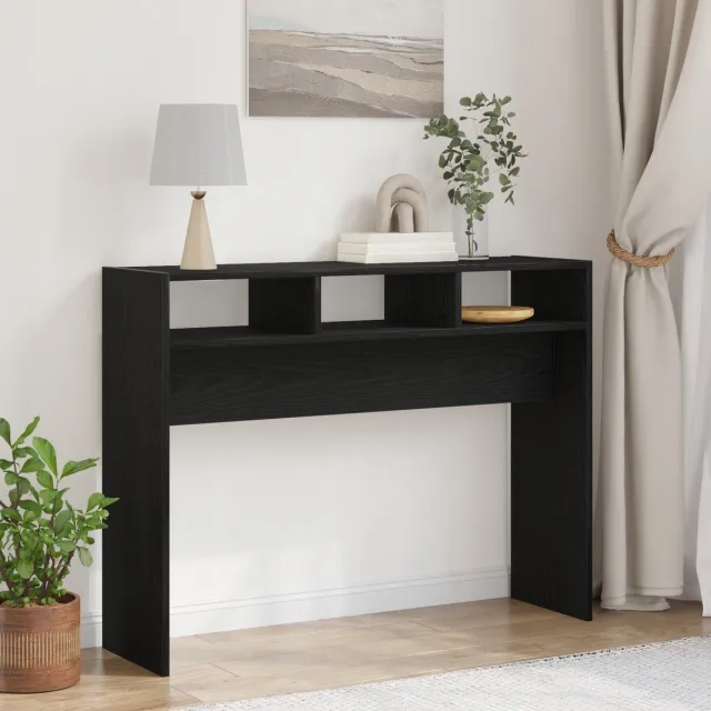 vidaXL Wandtafel - Zwart - Eiken - 105 - x - 30 - x - 80 - cm - Bewerkt - hout Zwart eiken