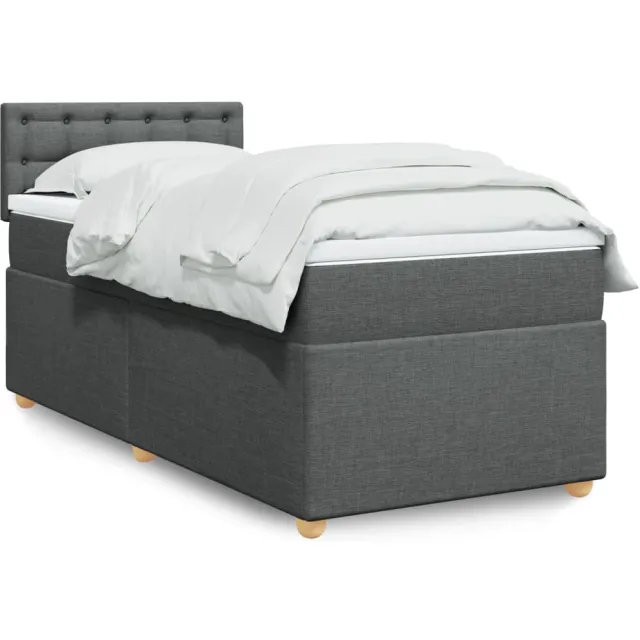 vidaXL Boxspring met matras stof donkergrijs 90x200 cm grijs