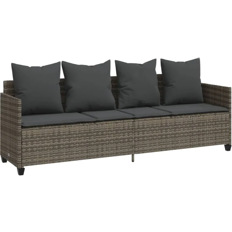 vidaXL 5-delige Loungeset met kussens poly rattan grijs