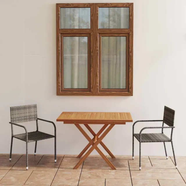 vidaXL 3-delige Tuinset poly rattan en massief acaciahout grijs, foto 2