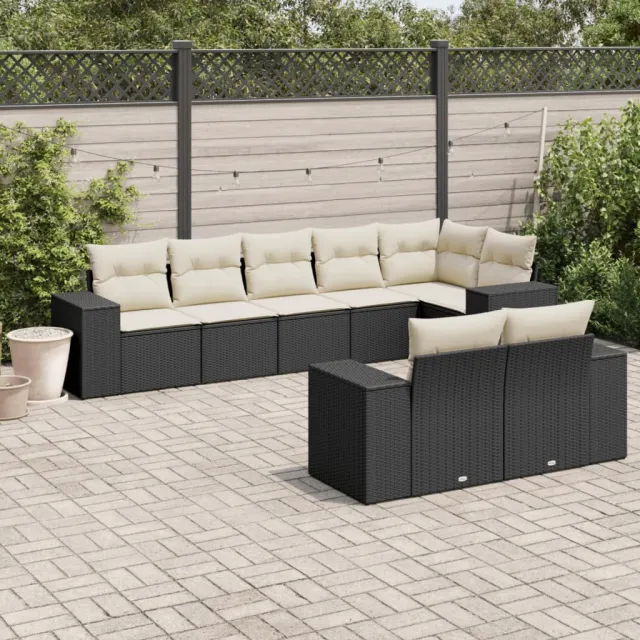 vidaXL 8-delige Loungeset met kussens poly rattan zwart, foto 2