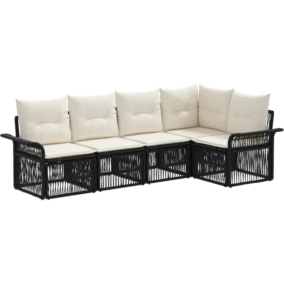 vidaXL Tuinbankenset 5 st 5-zits Zwart poly rattan, foto 3