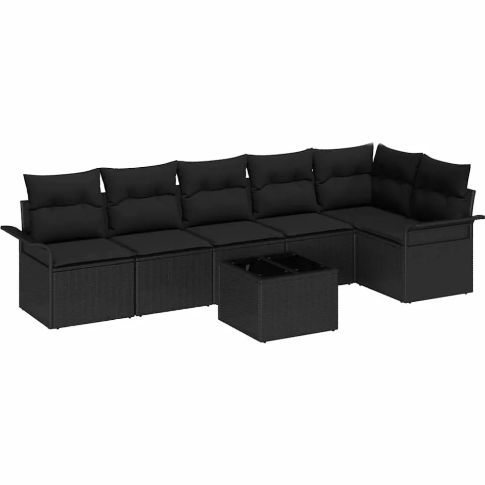 vidaXL Tuin Sofa Set 7 st Zwart poly rattan