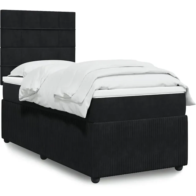 vidaXL Boxspring met matras fluweel zwart 90x200 cm