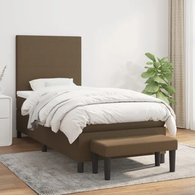 vidaXL Boxspring met matras stof donkerbruin 90x190 cm bruin