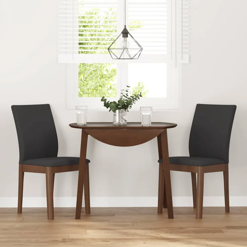 vidaXL Eetkamerstoelen met kussens 2 st massief hout rubber bruin, foto 3