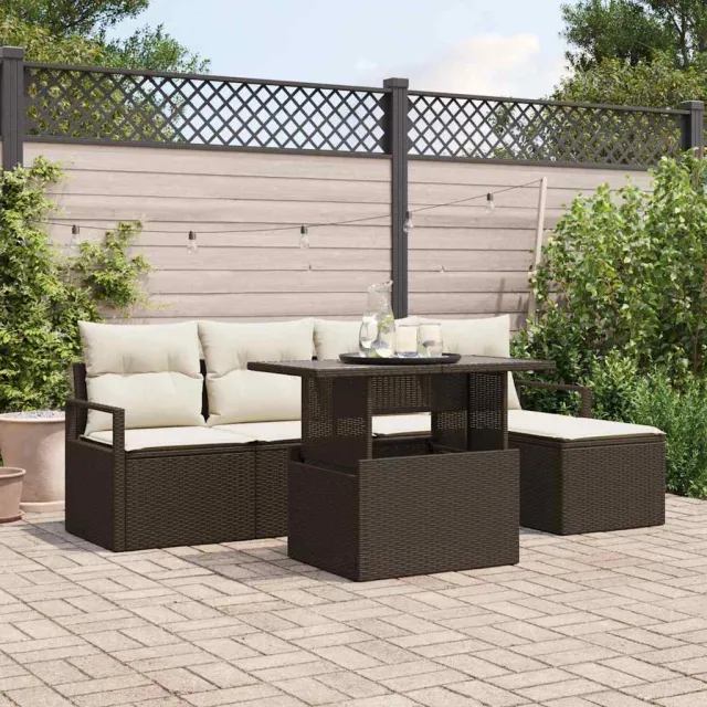 vidaXL Tuin Sofa Set 6 st Bruin Poly riet