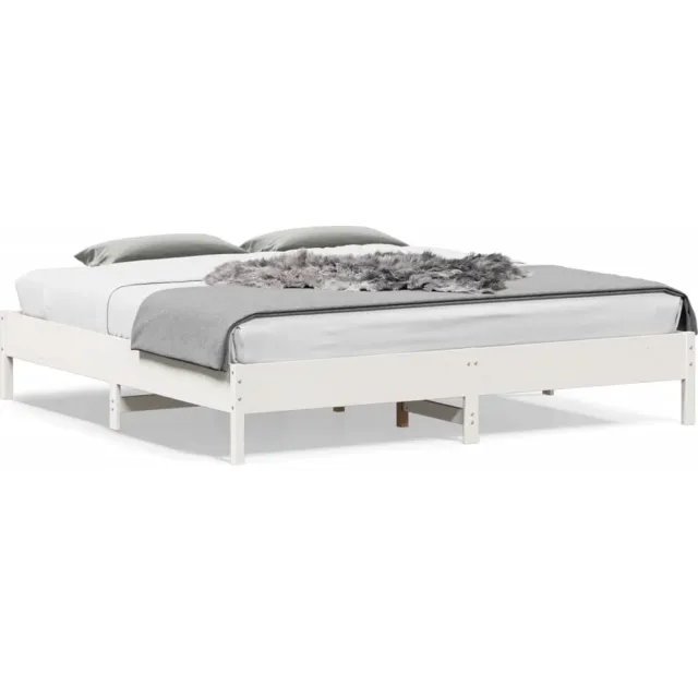 vidaXL Bedframe zonder matras massief grenenhout wit 180x200 cm
