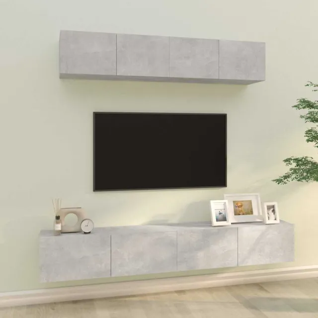 vidaXL 4-delige Tv-meubelset bewerkt hout betongrijs grijs, foto 2